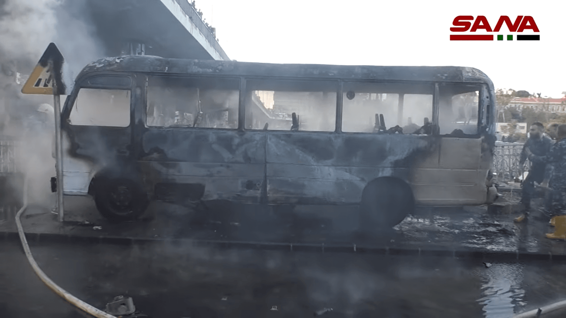 The bombing of a bus in central Damascus